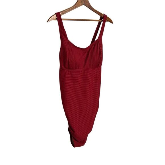 Cupshe NWT Maternity Scoop Neck Criss Cross Back Tie Ribbed One Piece Swimsuit R - Picture 6 of 15